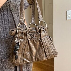 Kathy Van Zeeland Metallic Brown Shoulder Bag